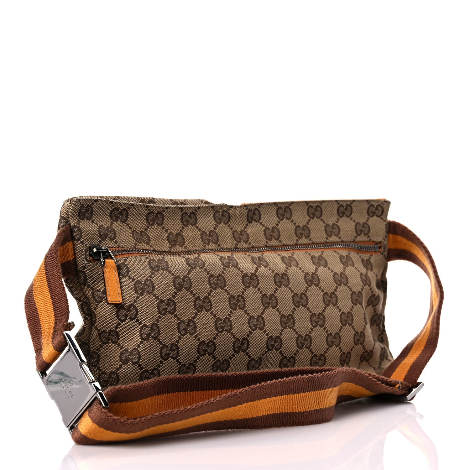 Gucci GG Monogram Web Double Pocket Belt Bag Yellow 2 of 19
