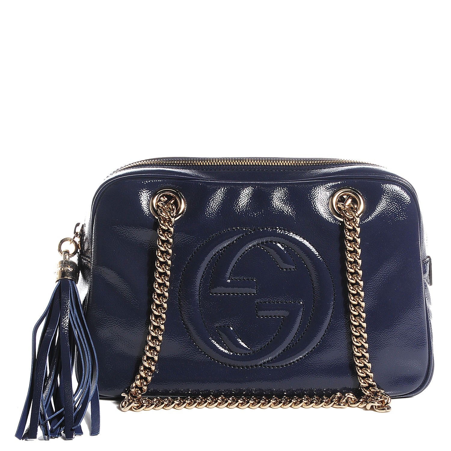 Gucci Soft Patent Small Soho Bowler Uniform Blue 1 of 9