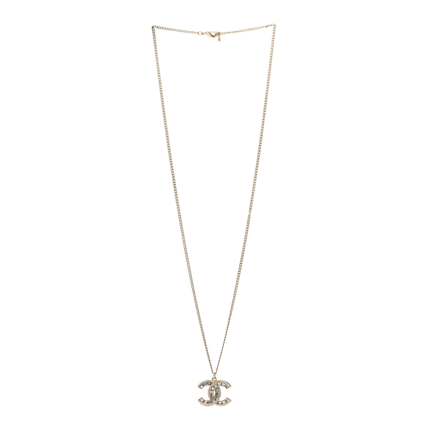 Baguette Crystal CC Necklace Gold