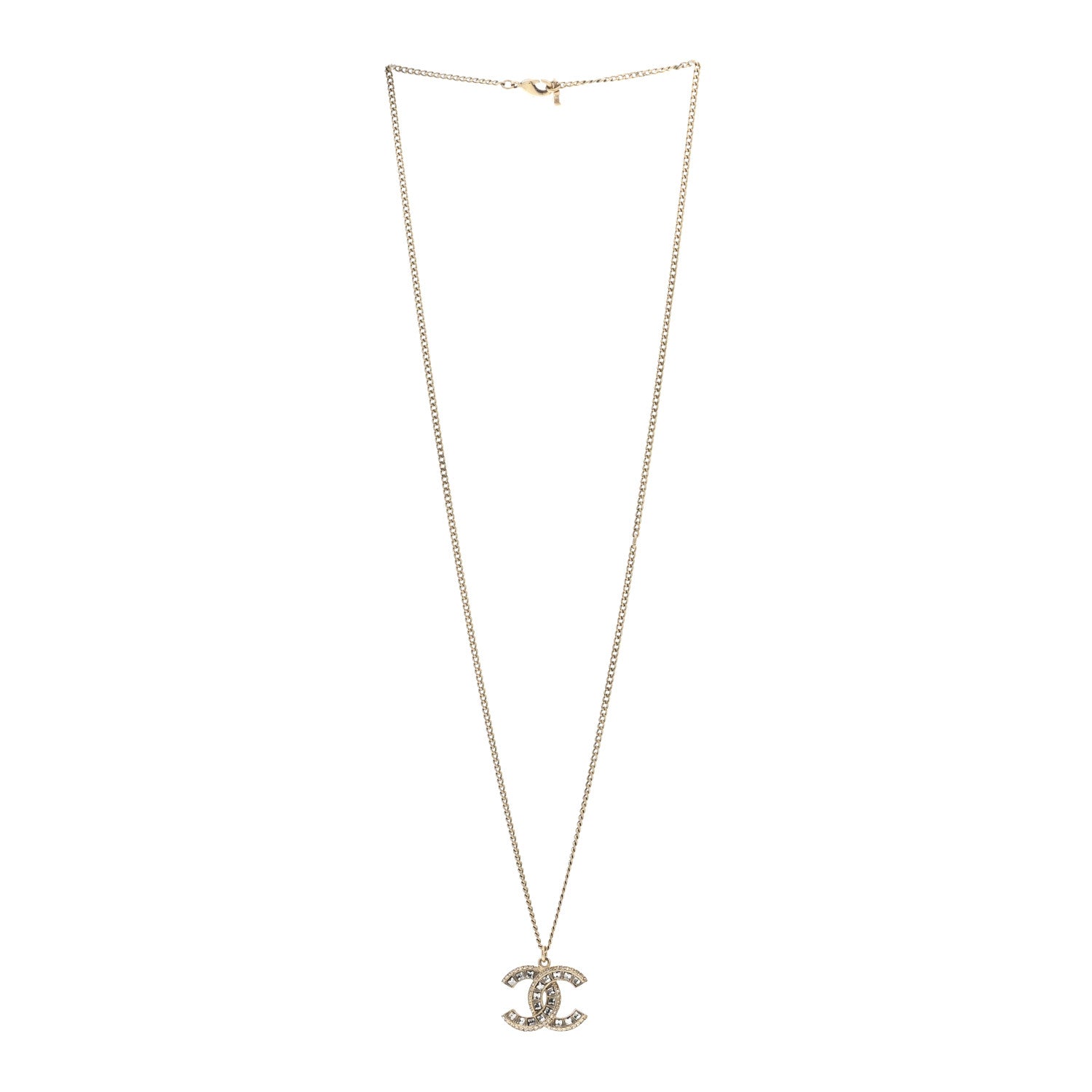 Chanel Baguette Crystal CC Necklace Gold 3 of 4