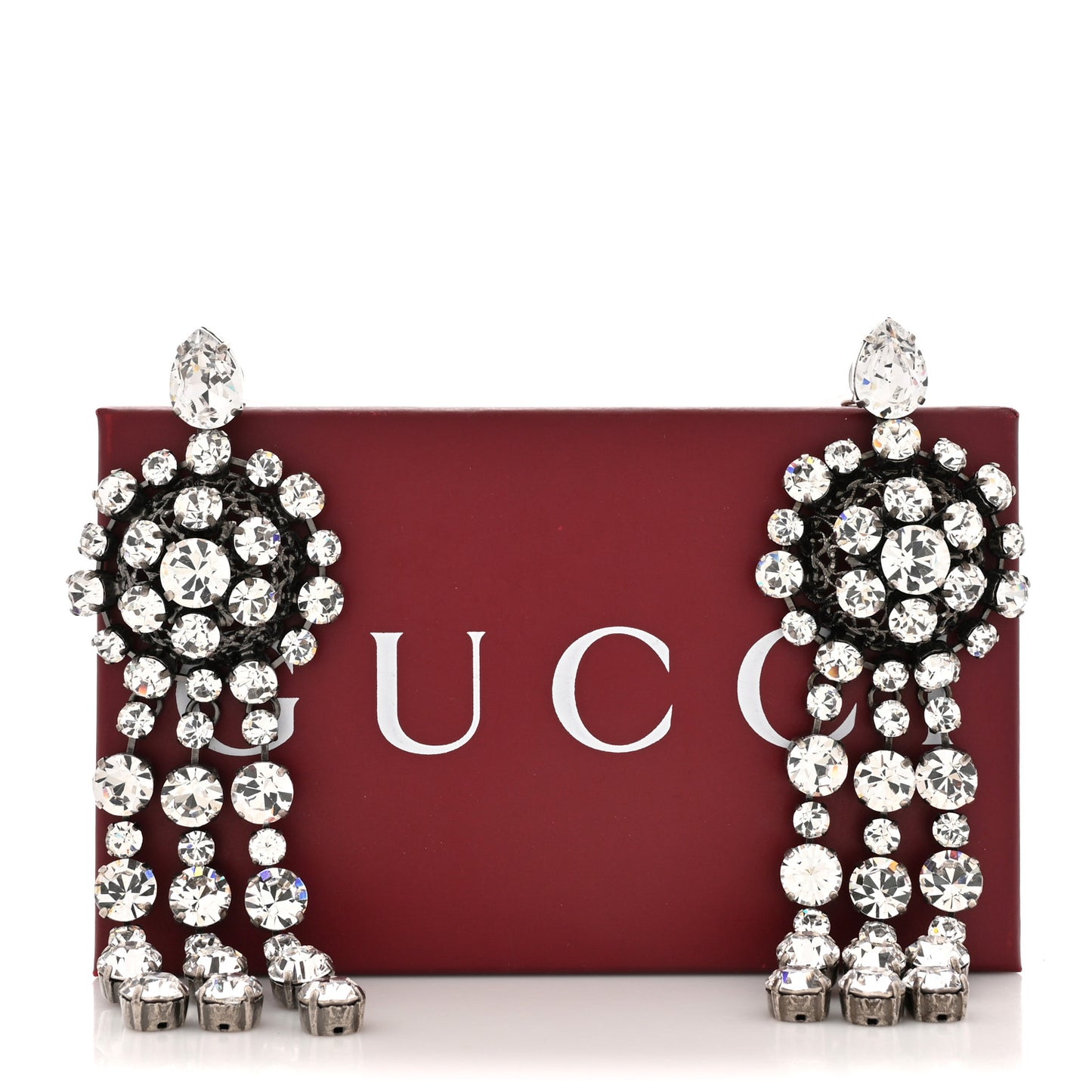 Metal Crystal Drop Earrings