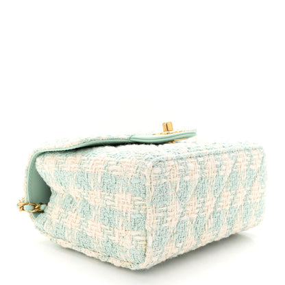 Chanel Tweed Handle Crush Top Handle Flap Bag Light Blue Ecru 4 of 11