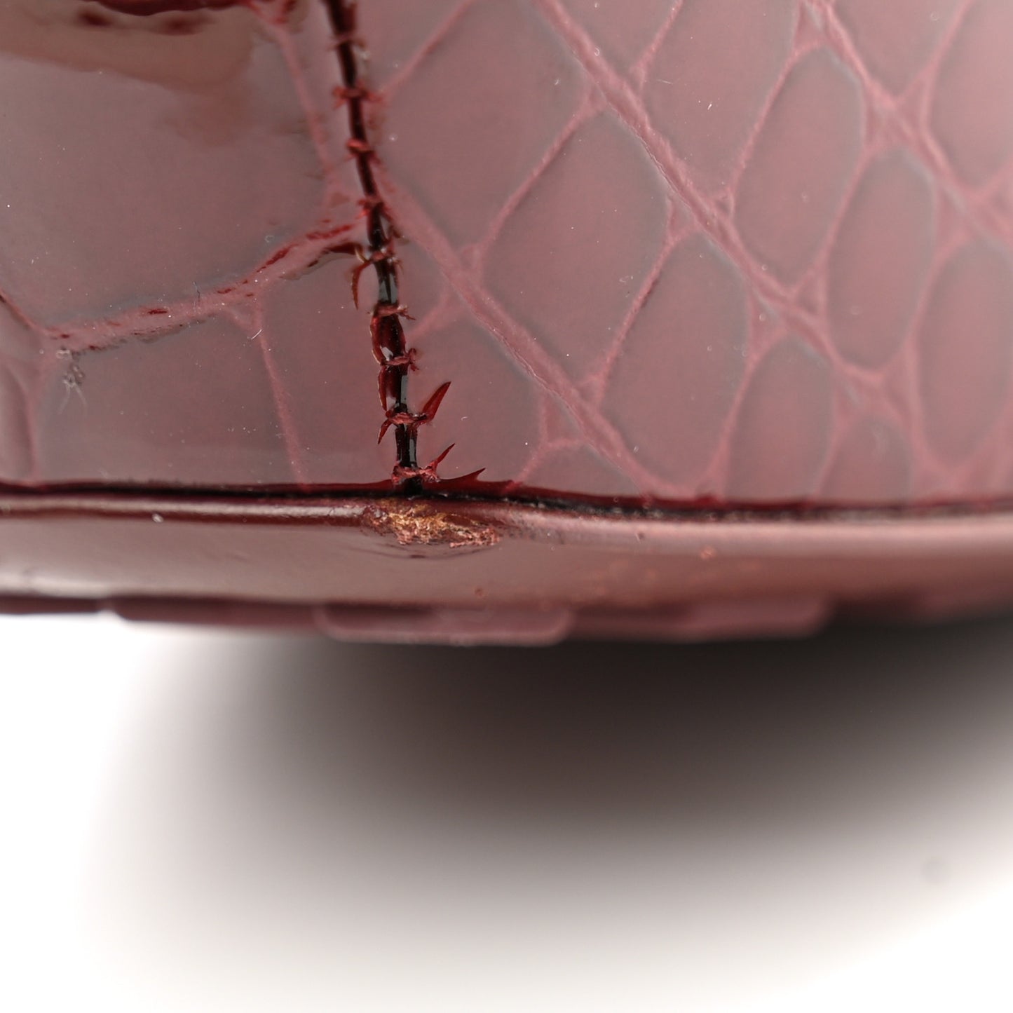 Glossy Calfskin Crocodile Embossed Mostra Mary Jane 120 MM Pumps 39.5 Merlot