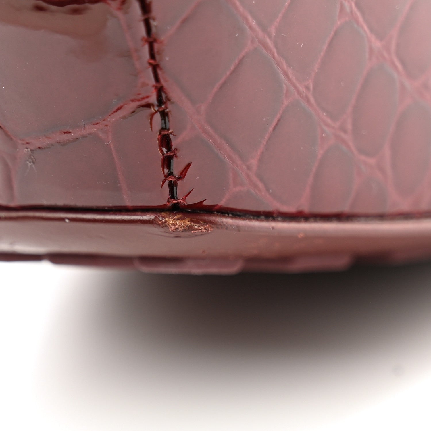 Bottega Veneta Glossy Calfskin Crocodile Embossed Mostra Mary Jane 120 MM Pumps 39.5 Merlot 8 of 10