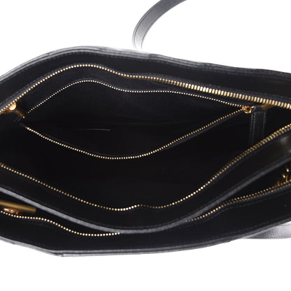 Saint Laurent Grain De Poudre Matelasse Chevron Medium Tribeca Shopping Bag Black 6 of 12