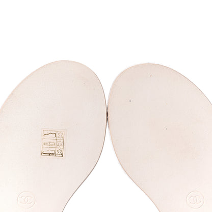Chanel Souple Calfskin Chain CC Thong Sandals 37 Black White 8 of 11