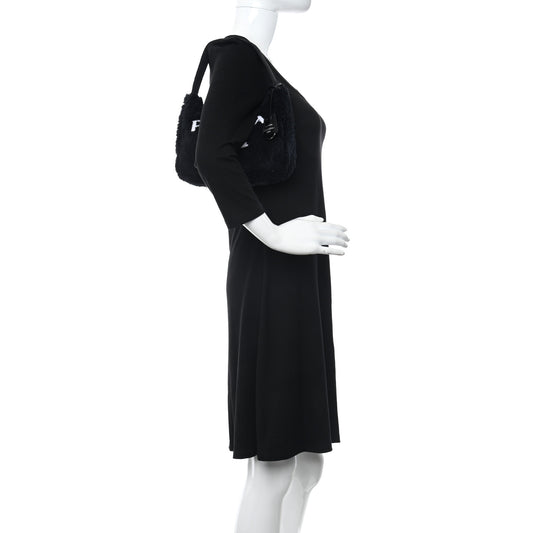 Terry Cloth Mini Re-Edition 2000 Bag Black White