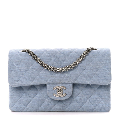 Chanel Jersey Quilted Small Double Flap Blue Clair 1 of 11