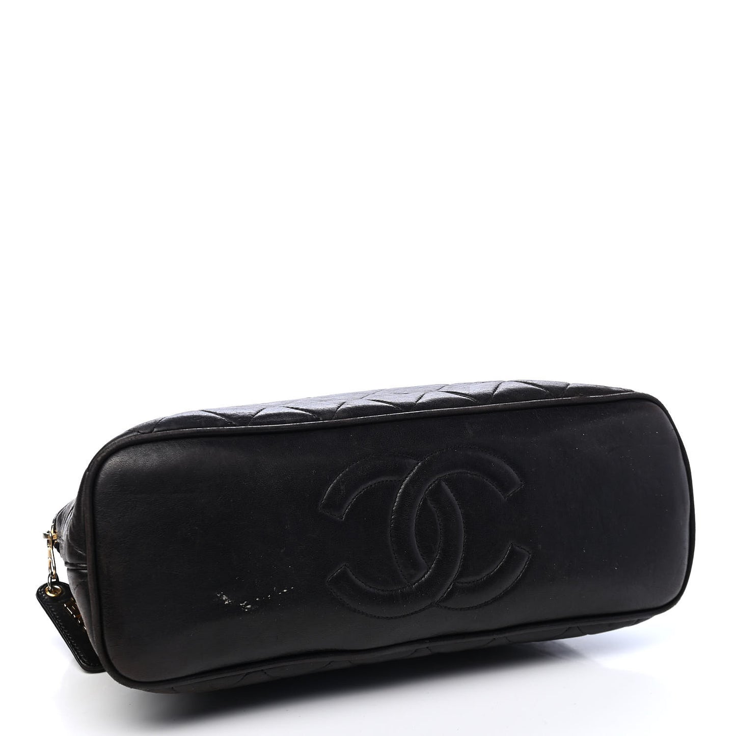 Lambskin Quilted Shopping Tote Black