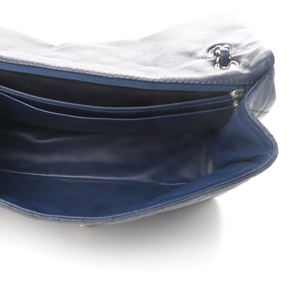 Chanel Washed Caviar Quilted Maxi Single Flap Dark Navy Blue 5 of 14