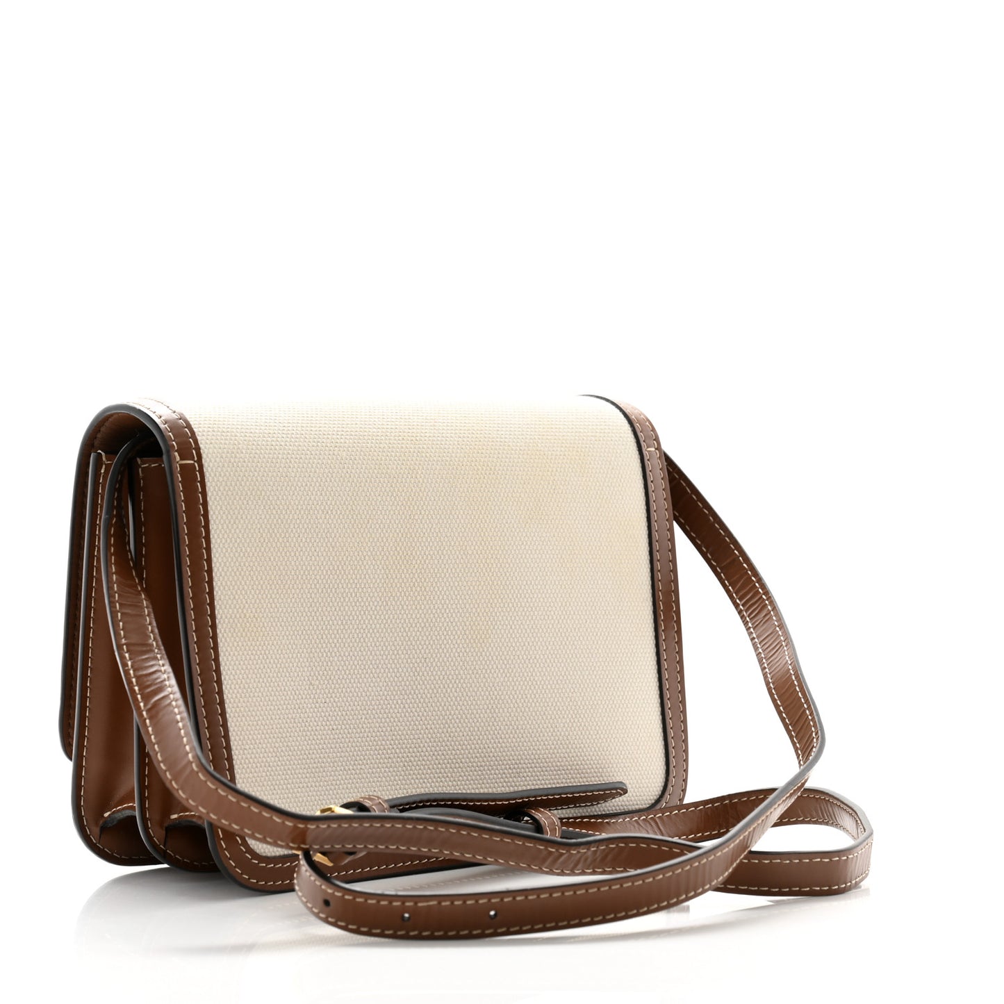 Canvas Calfskin Small TB Bag Natural