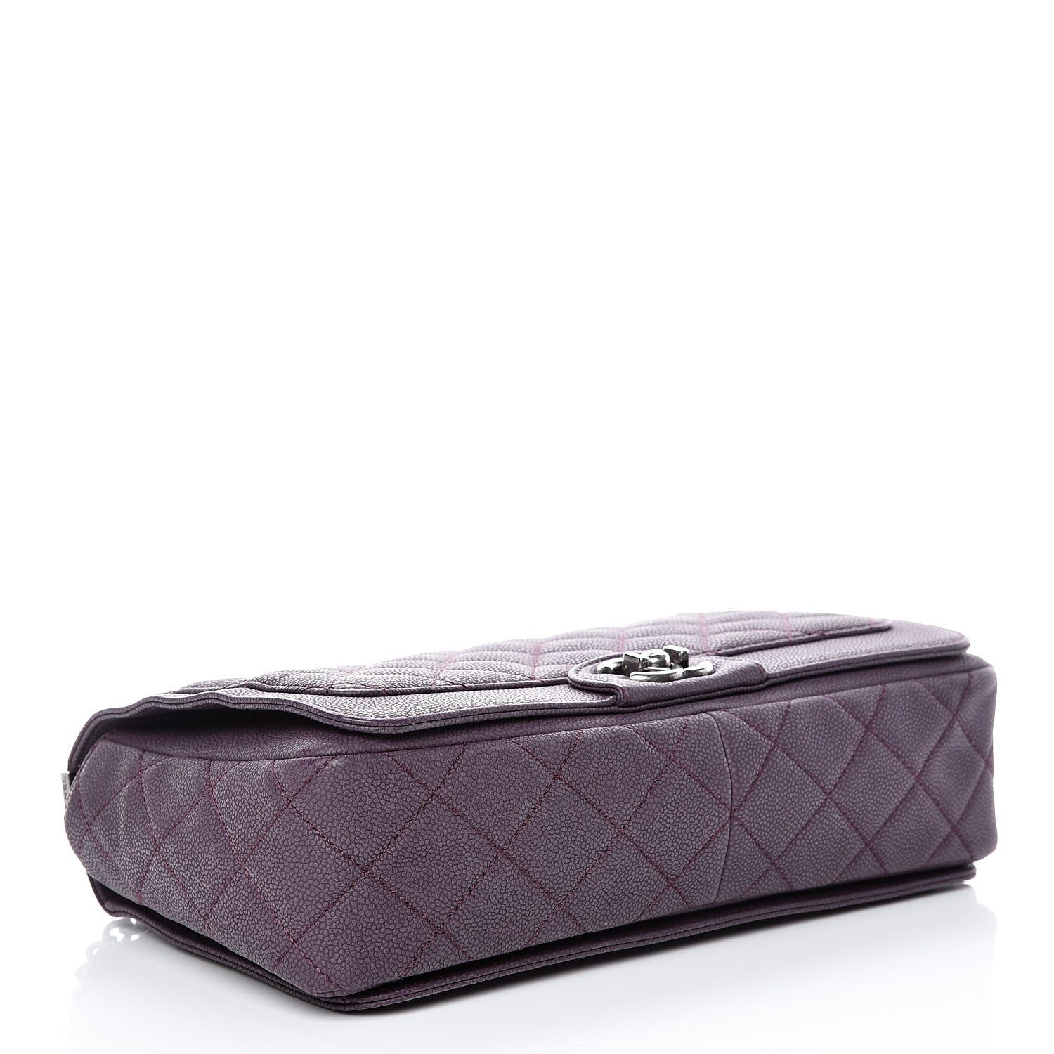 Chanel Washed Caviar Quilted Large Turn Around Ligne Flap Dark Purple 4 of 16