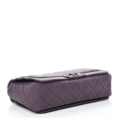Chanel Washed Caviar Quilted Large Turn Around Ligne Flap Dark Purple 4 of 16