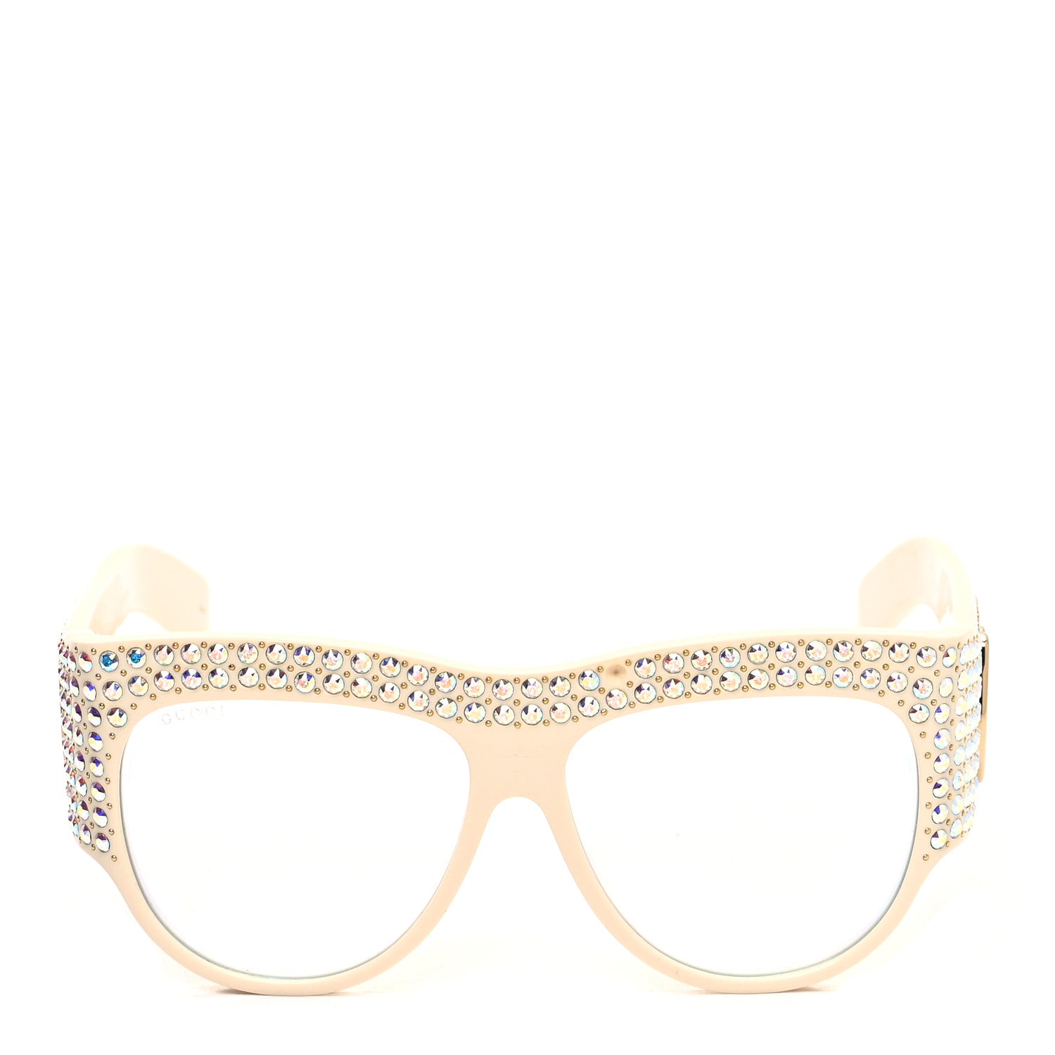 Gucci Acetate Crystal Oversize Hollywood Forever Sunglasses GG0144S Ivory 2 of 8
