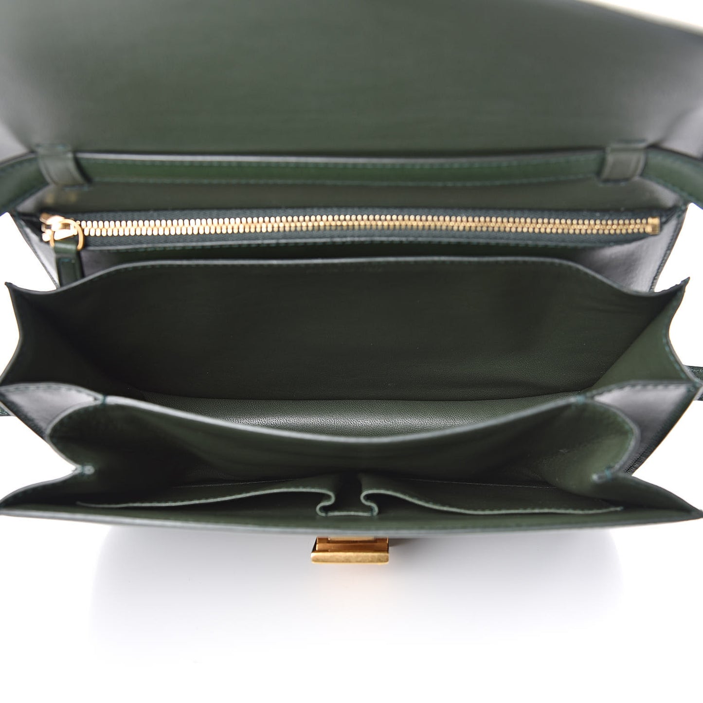 Box Calfskin Medium Classic Box Flap Bag Dark Green