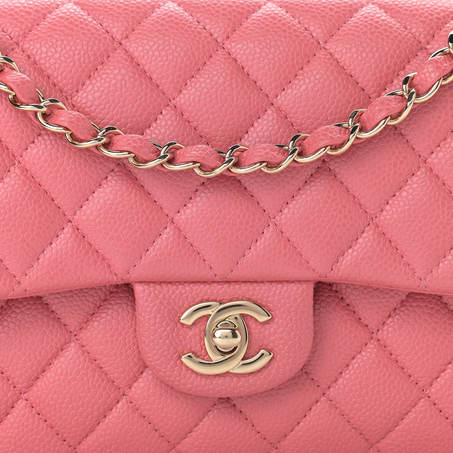 Chanel Metallic Caviar Quilted Medium Double Flap Pink 8 of 12