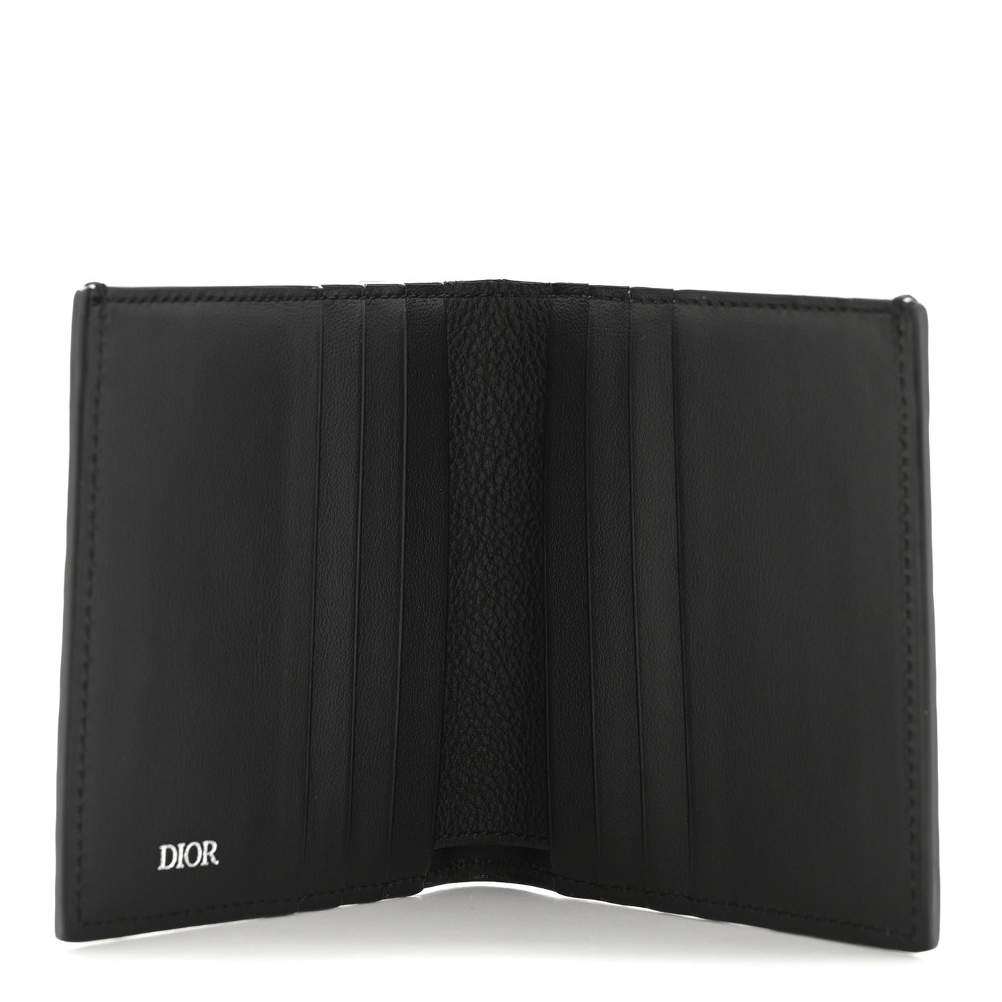 Grained Calfskin Embossed Dior Gravity BiFold Wallet Black
