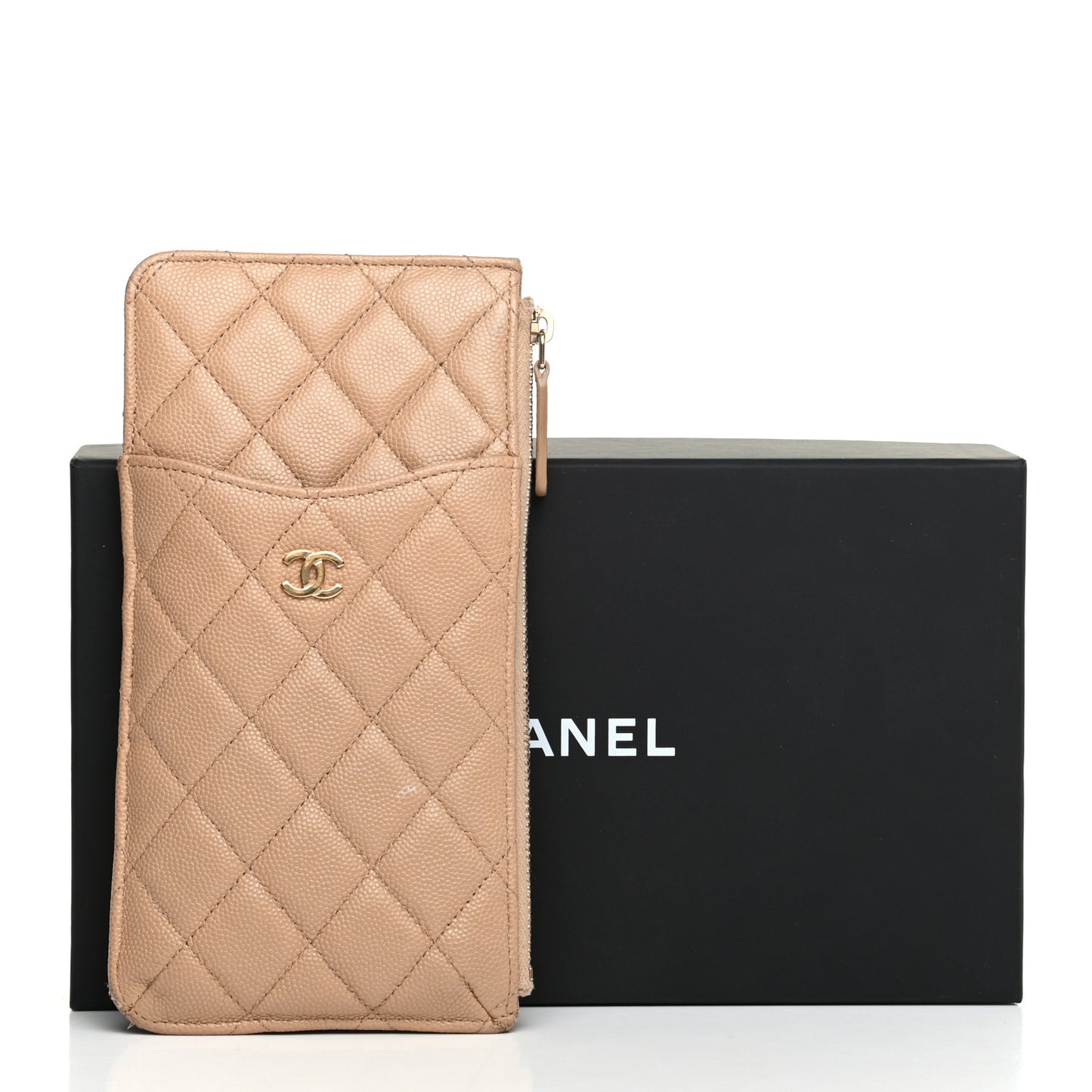 Caviar Quilted Classic iPhone Pouch Beige