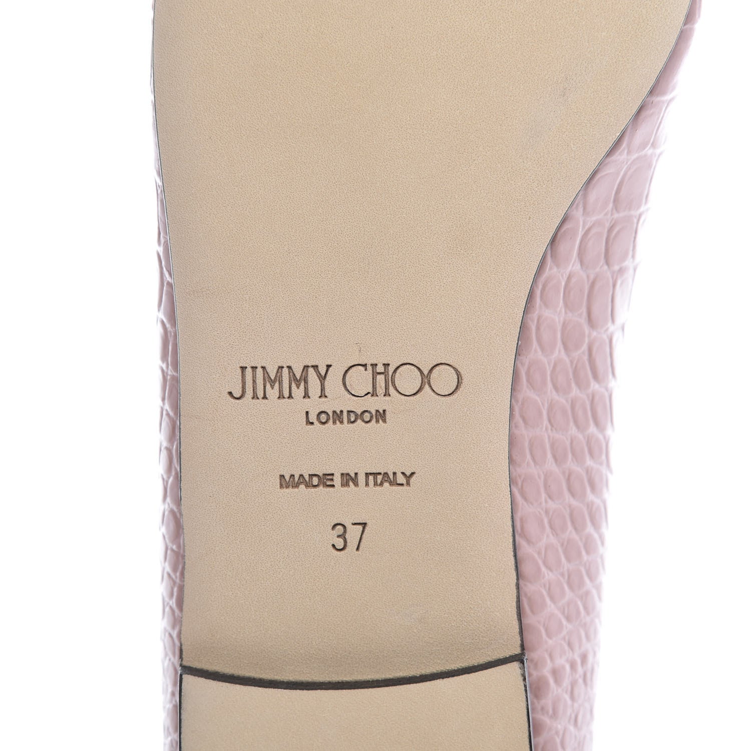 Jimmy Choo Crocodile Embossed Calfskin Mirele Ballet Flat 37 Blush 8 of 9