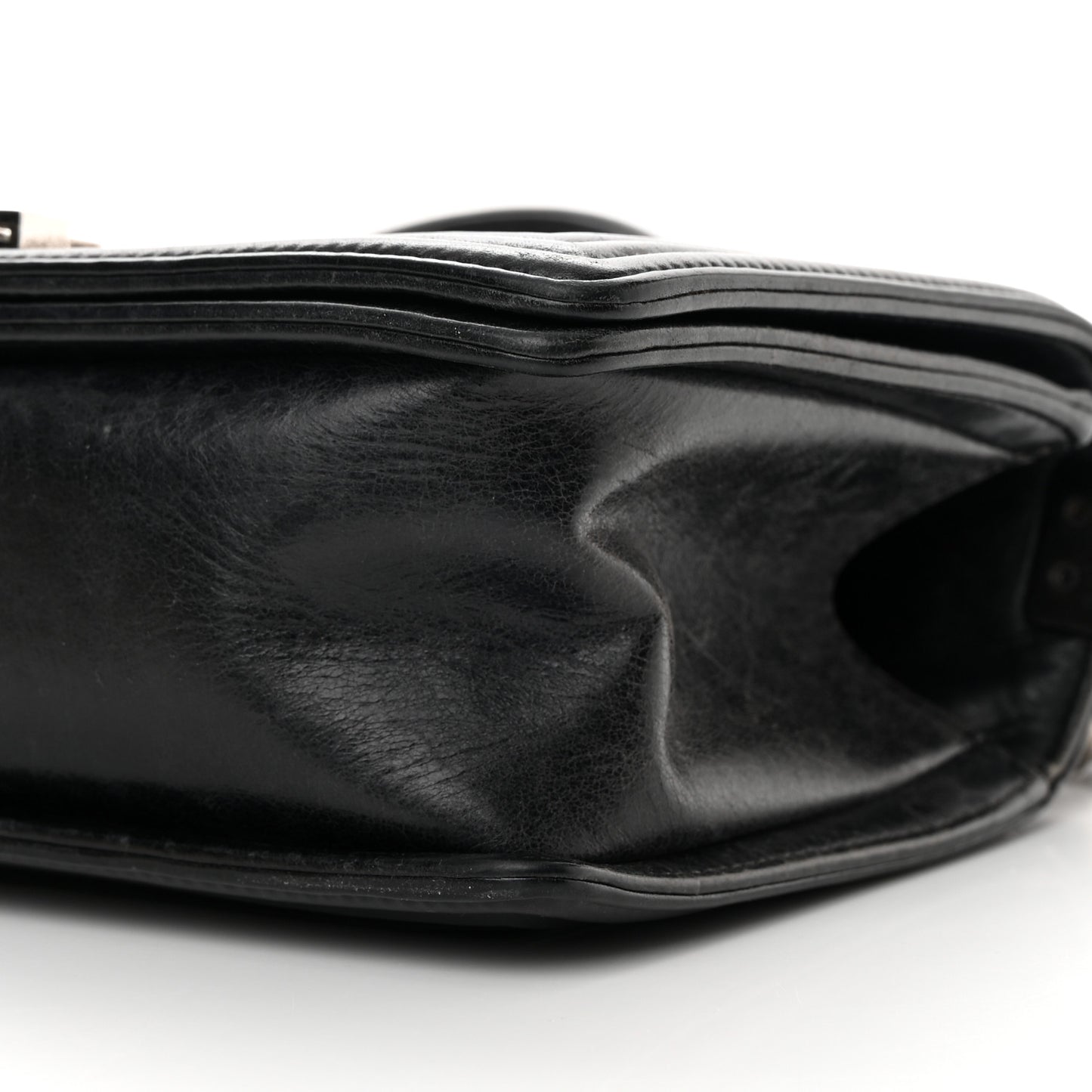 Calfskin Double Stitch Medium Boy Flap Black