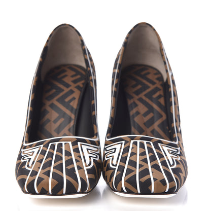Fendi Lycra Film FF FFreedom Decollete Pumps 39.5 Tobacco Moro White 2 of 9
