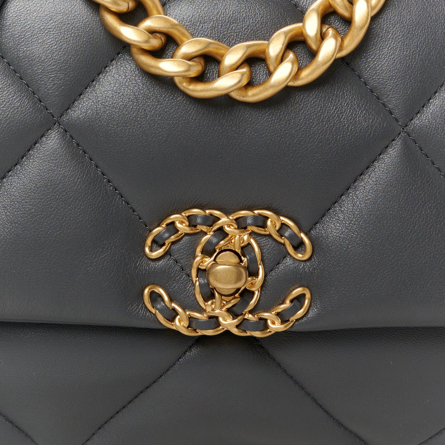 Lambskin Quilted Medium Chanel 19 Flap Dark Grey