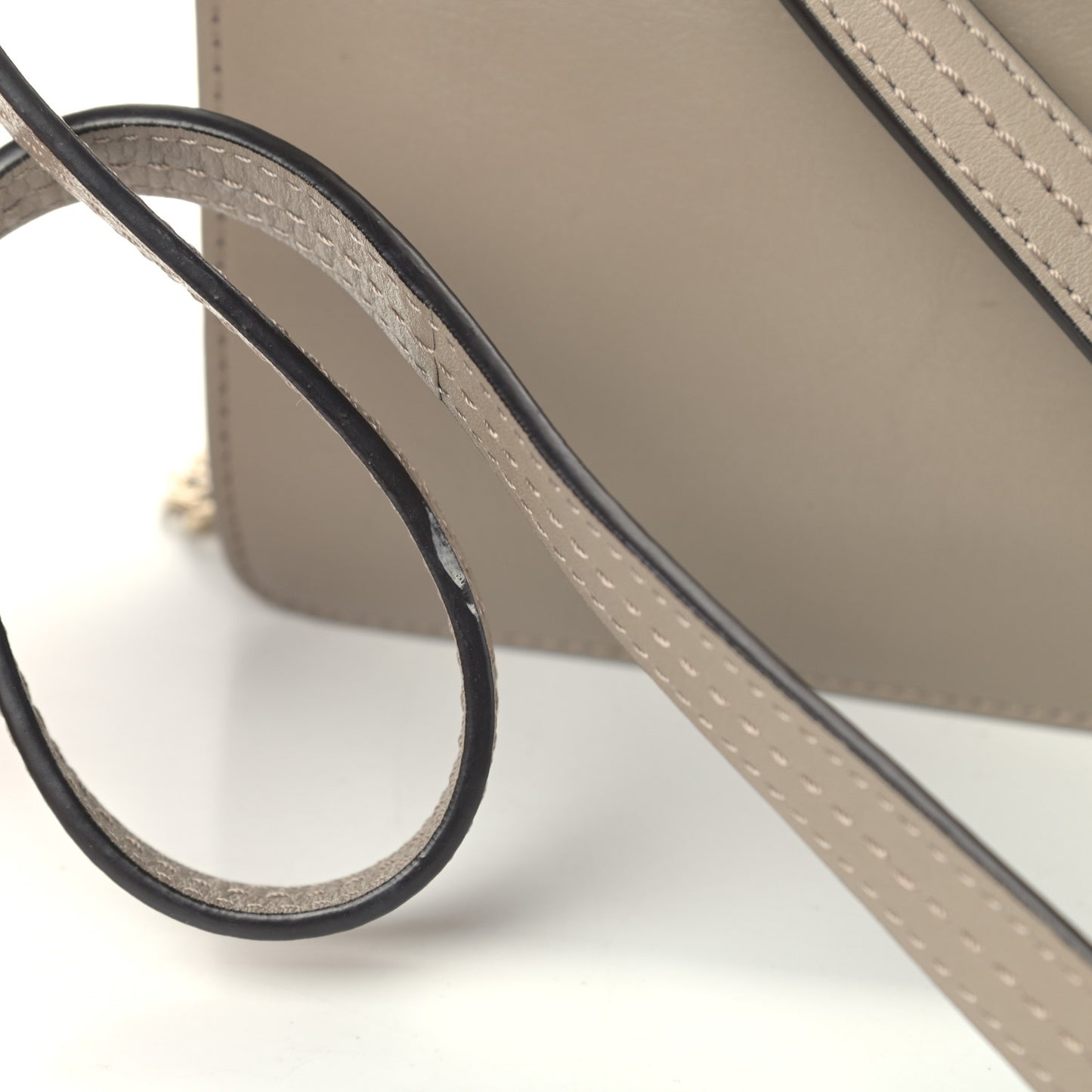 Suede Calfskin Small Faye Shoulder Bag Motty Grey