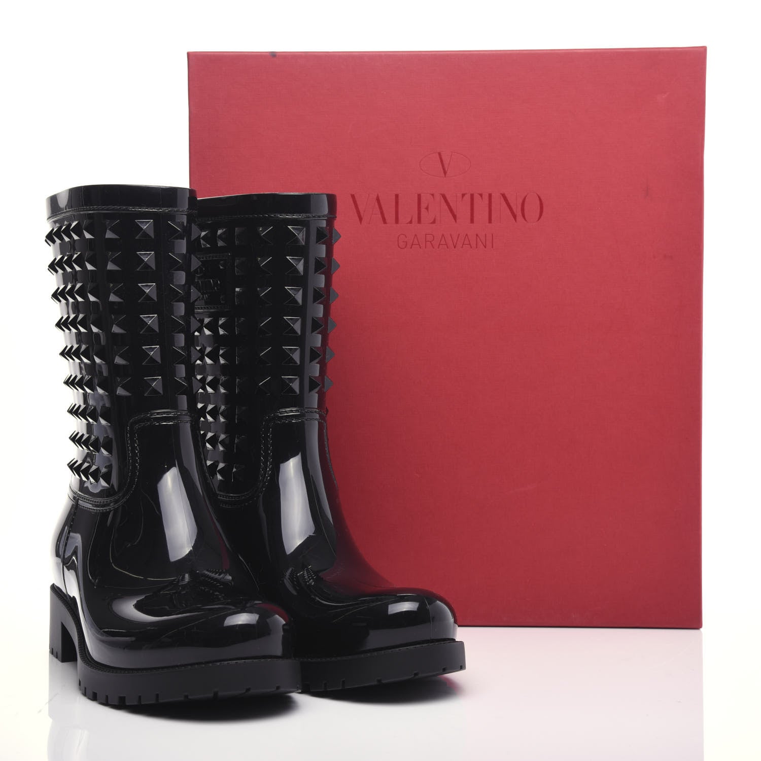 Valentino Garavani Rubber Rockstud Short Rainboots 40 Black 9 of 9