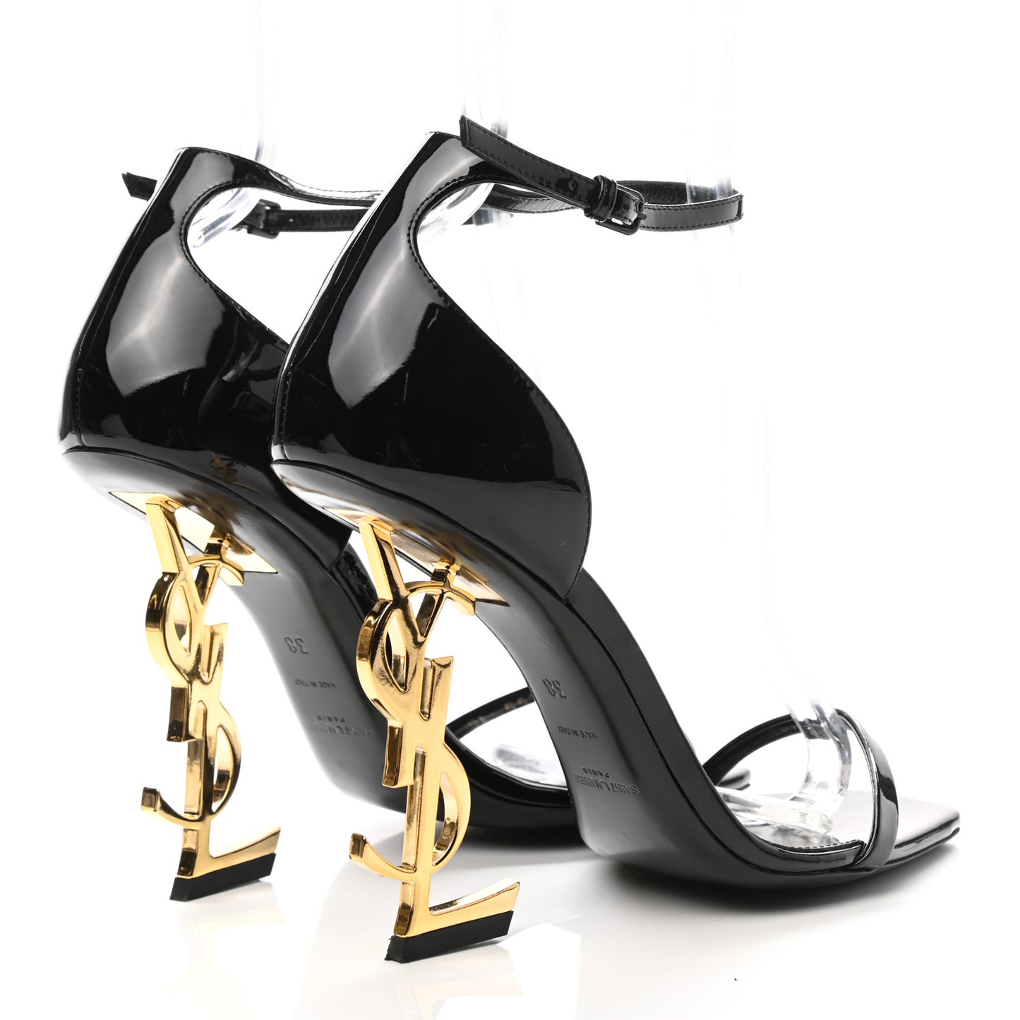 Patent Calfskin Opyum Sandals 38 Black