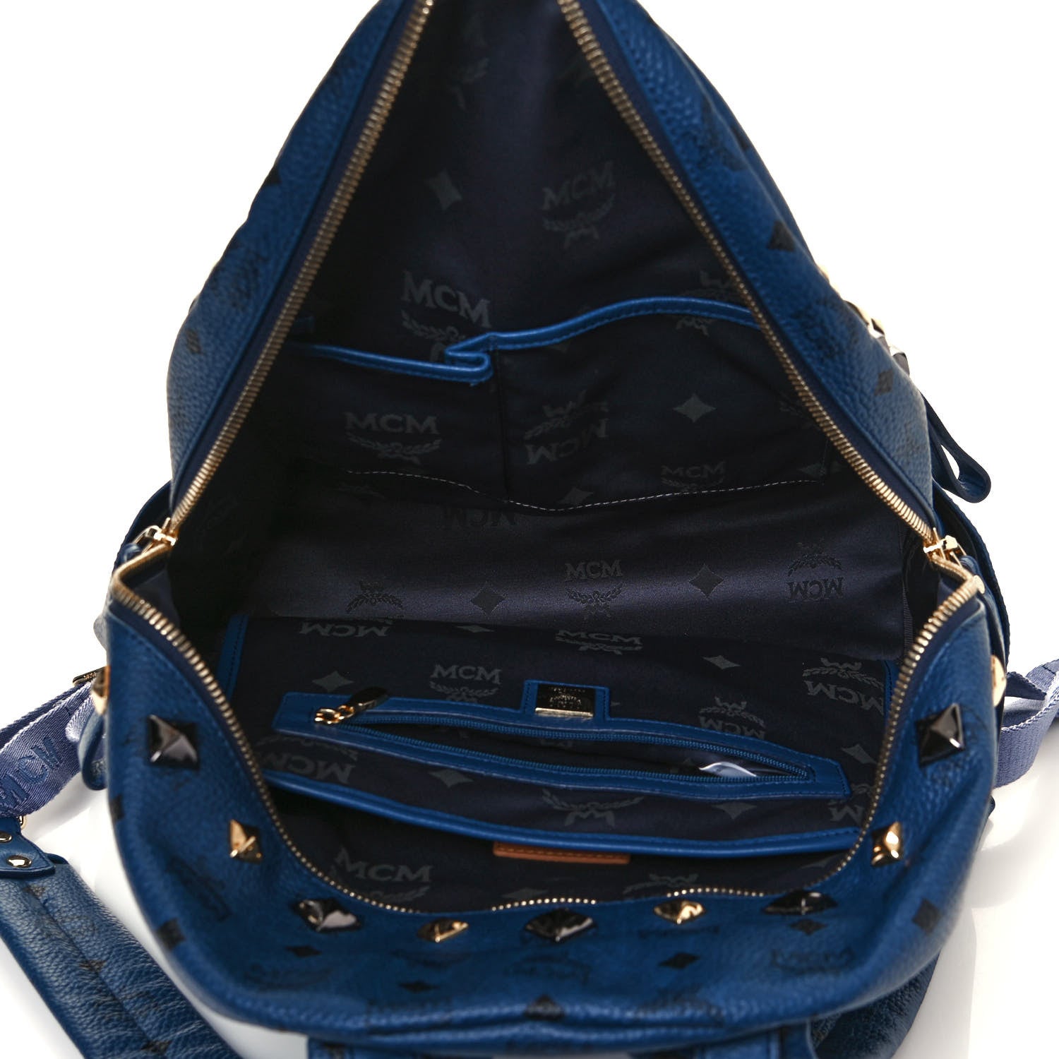 MCM Visetos Studded Medium Stark M Backpack Munich Blue 4 of 11