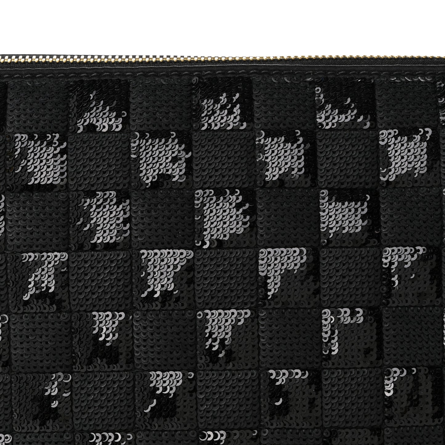 Satin Sequin Embroidered Damier Coussin BB Black