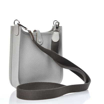 Hermes Taurillon Clemence Amazone Evelyne TPM Gris Perle Etain 3 of 8