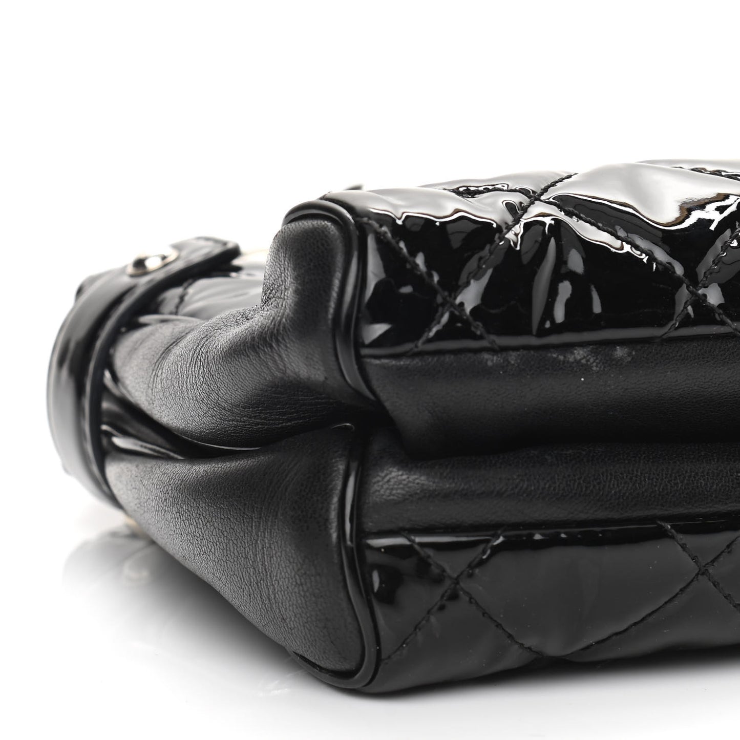 Patent Quilted Medium Just Mademoiselle Bowling Bag Black