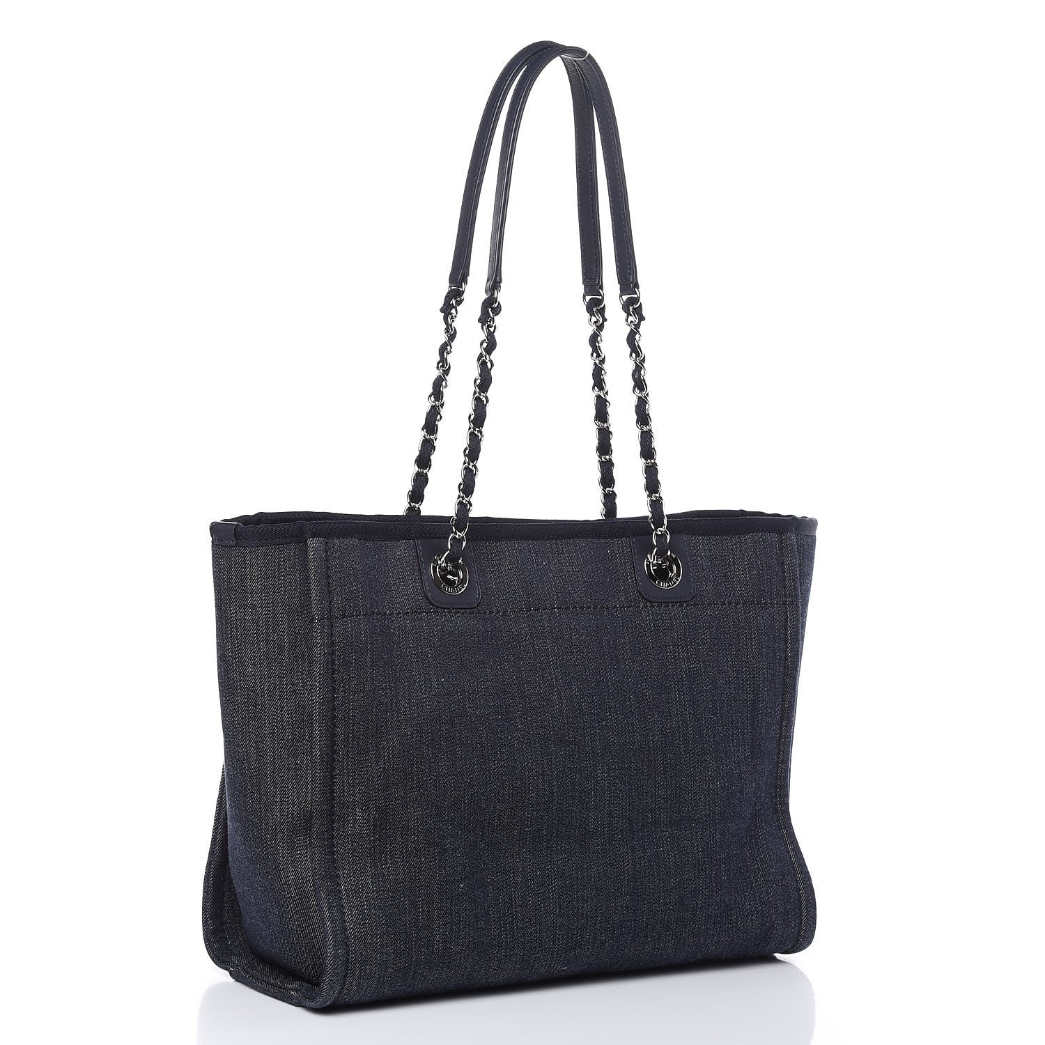 Chanel Denim Small Deauville Tote Dark Blue 3 of 9