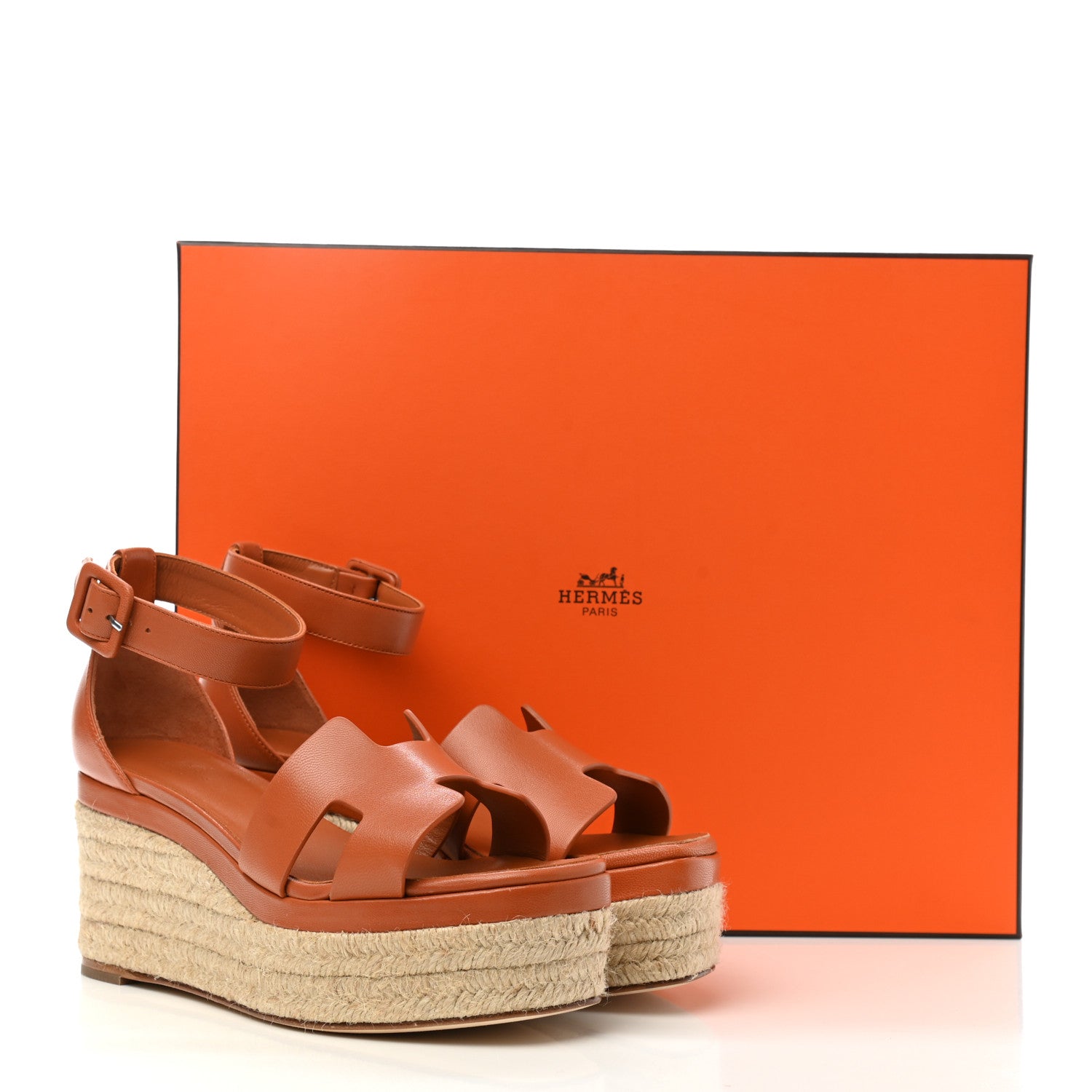 Hermes Goatskin Elda Espadrille Wedge Sandals 36 Marron Glaise 9 of 9