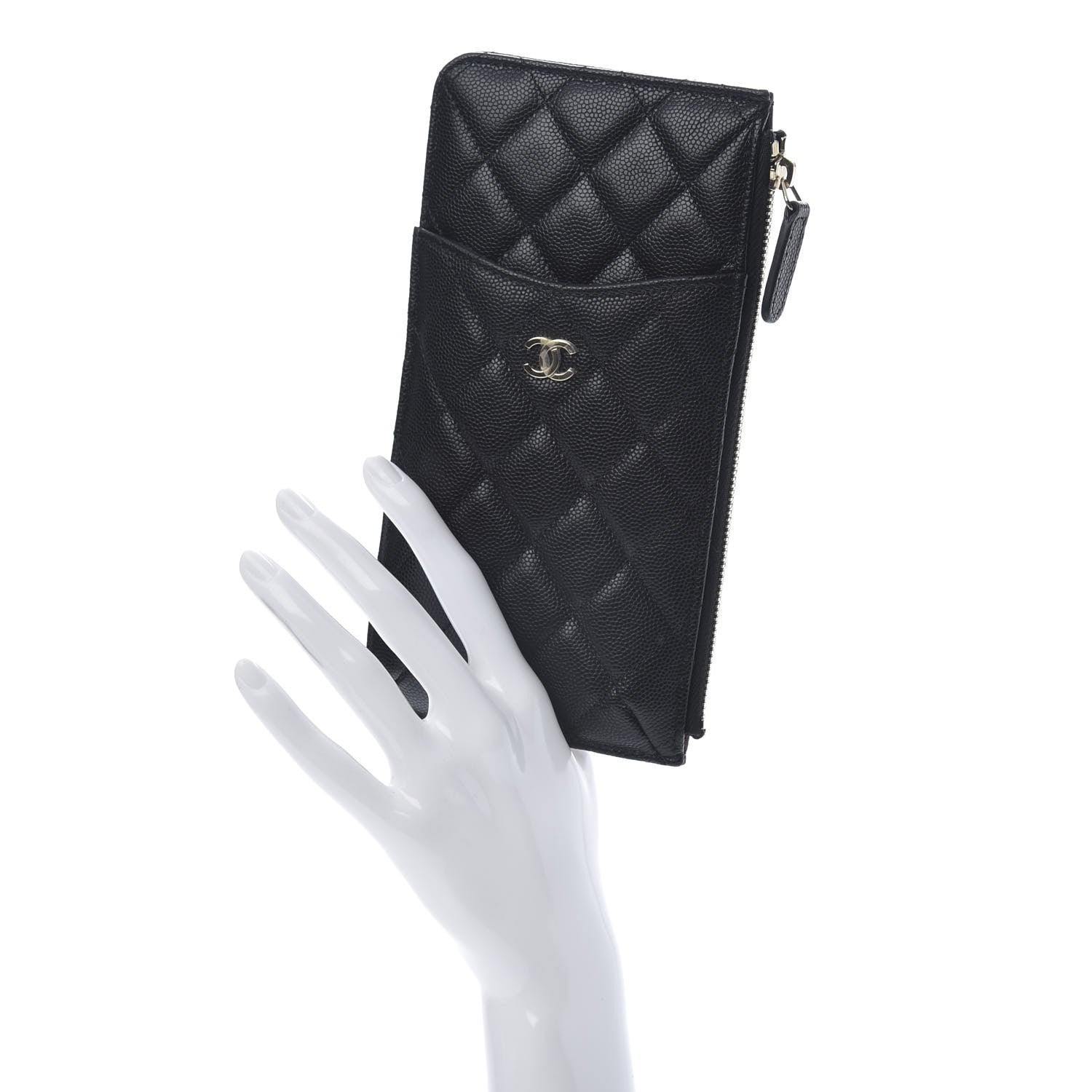 Chanel Caviar Quilted Classic Flat Wallet Pouch Black 2 of 8