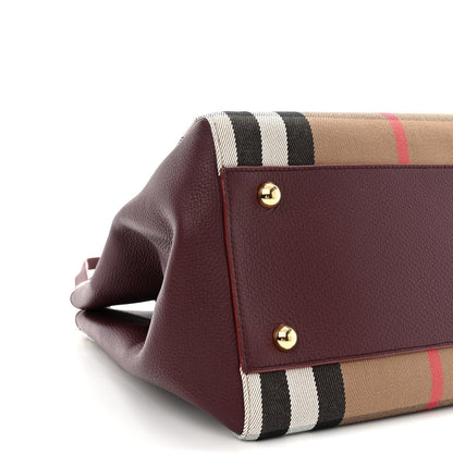 Burberry House Check Grainy Calfskin Small Canterbury Tote Mahogany Red 10 of 11