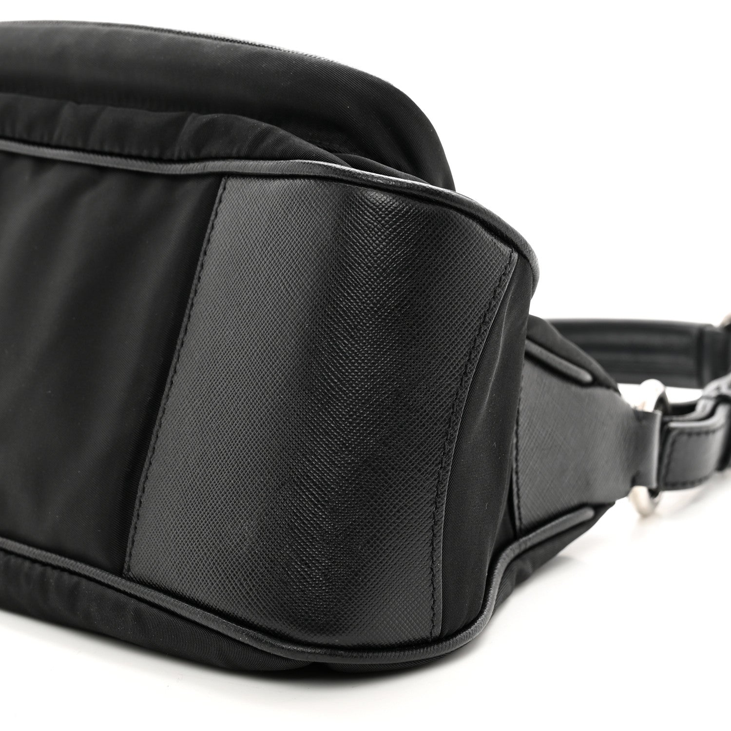 Prada Tessuto Nylon Saffiano Shoulder Bag Black 9 of 10