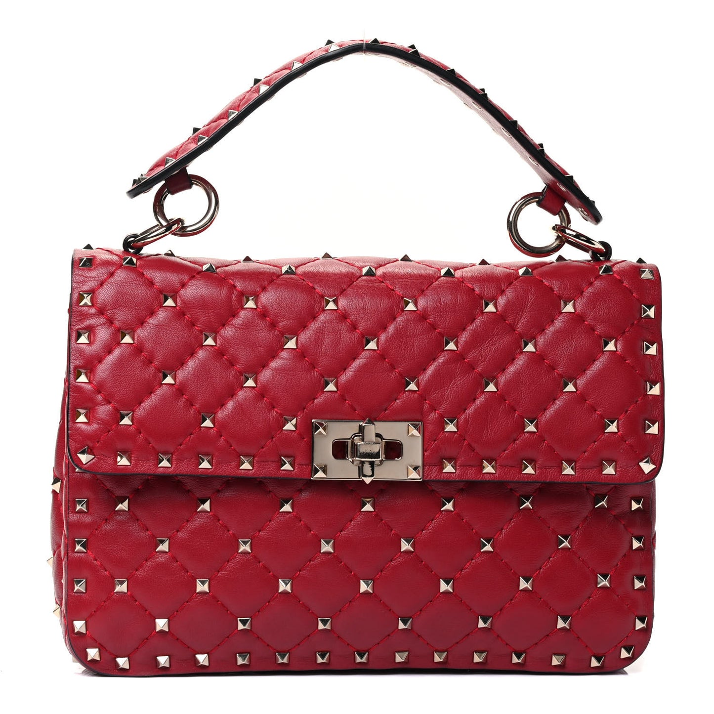 Nappa Medium Rockstud Spike Shoulder Bag Rosso Valentino