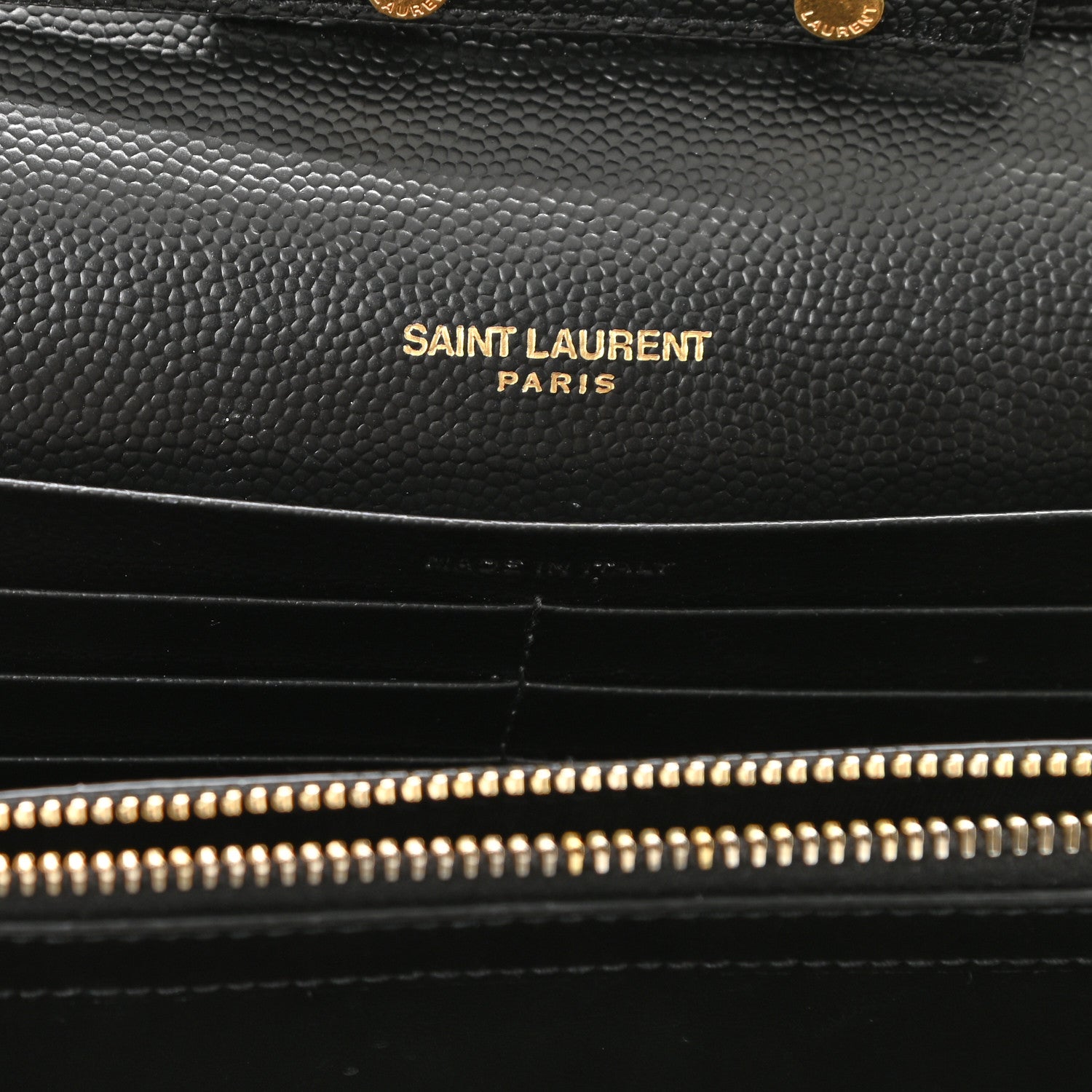 Saint Laurent Grain De Poudre Mixed Matelasse Triquilt Monogram Chain Wallet Black 6 of 8