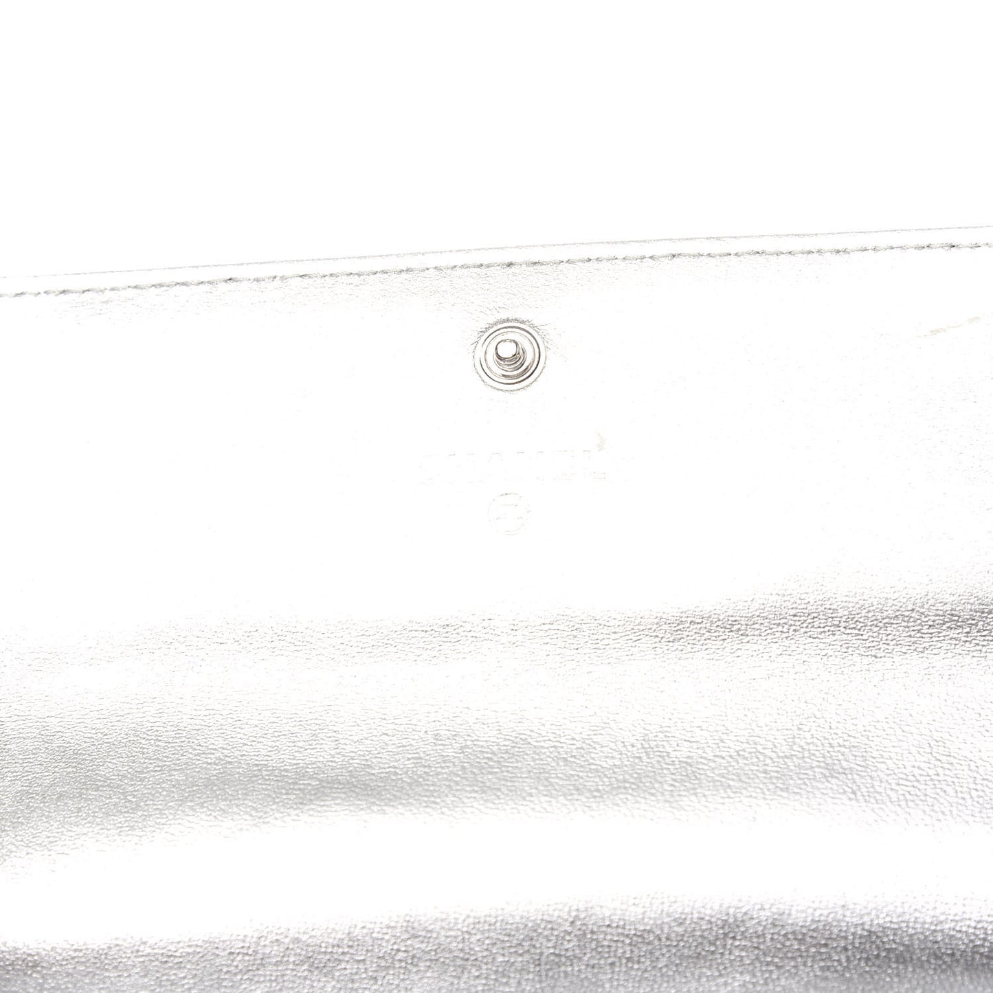 Metallic Lambskin Long Flap Wallet Silver