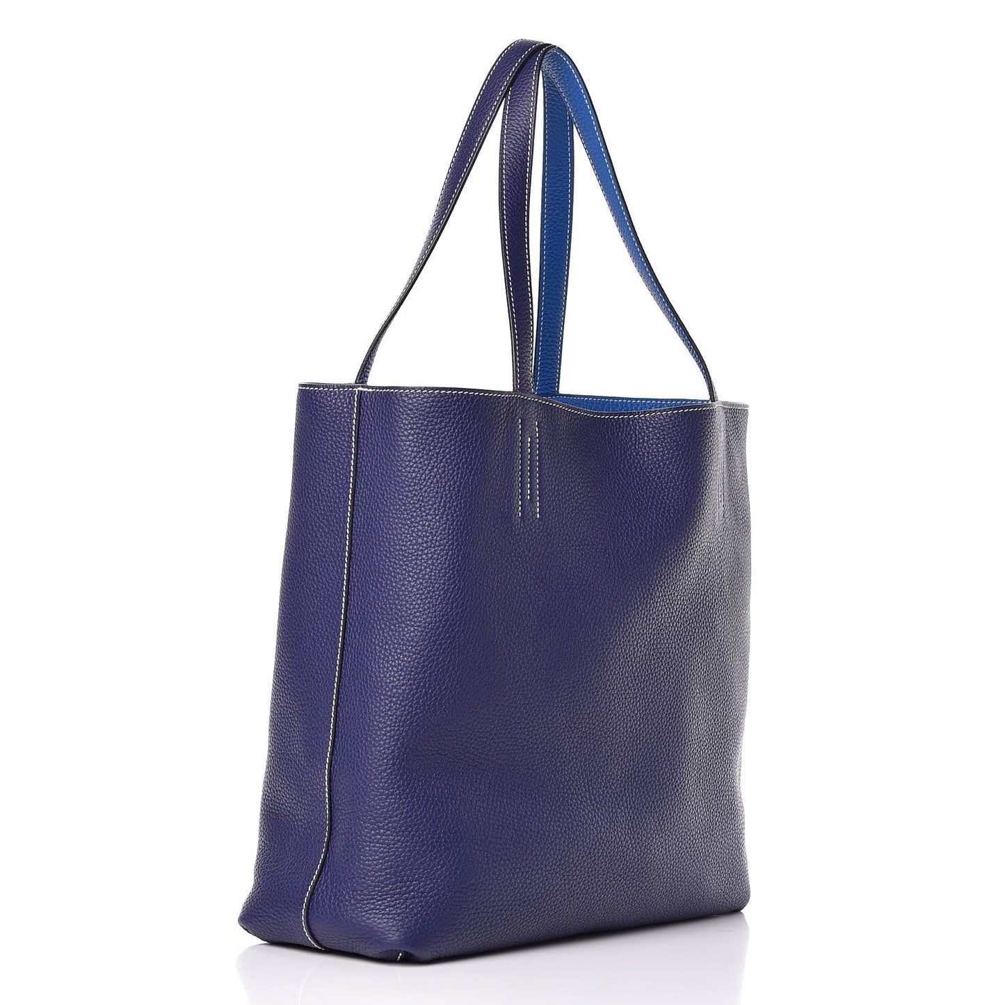 Taurillon Clemence Double Sens 45 Reversible Tote Bleu Encre Zellige