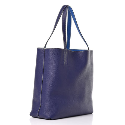 Hermes Taurillon Clemence Double Sens 45 Reversible Tote Bleu Encre Zellige 7 of 29