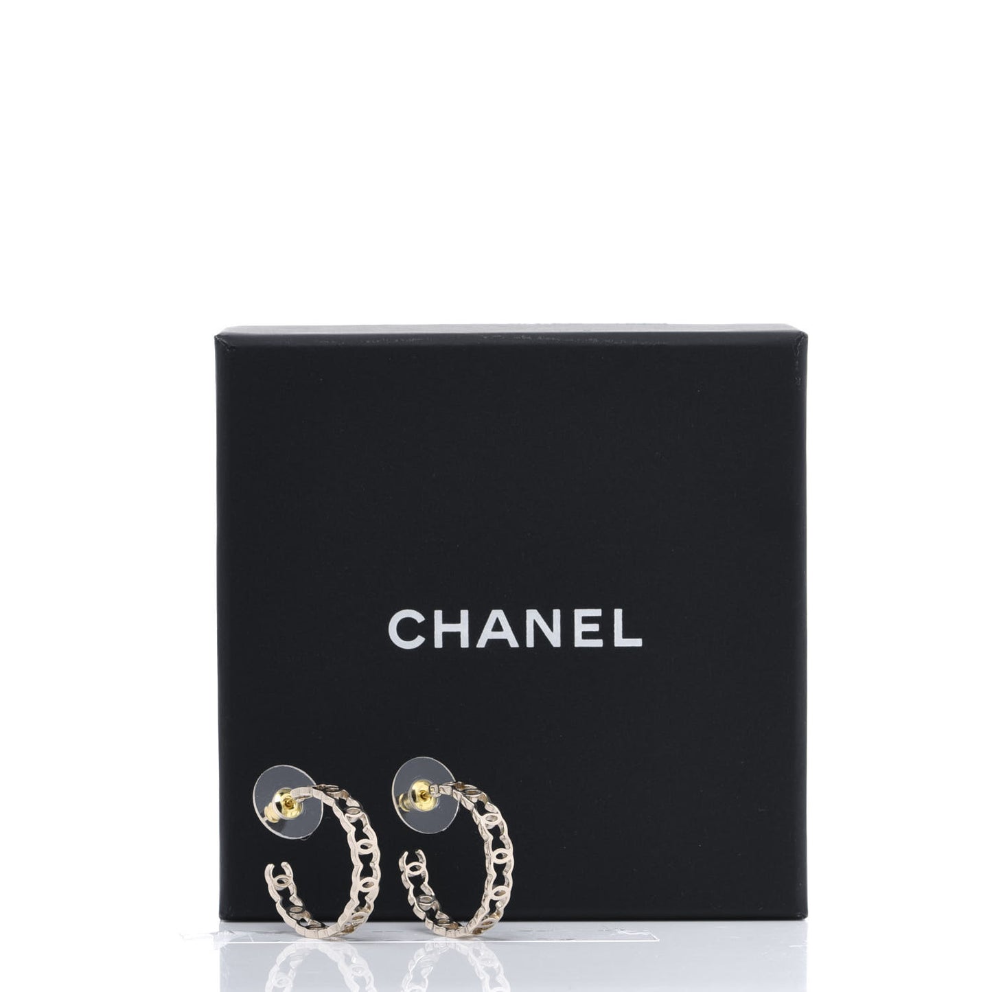 Metal CC Hoop Earrings Gold