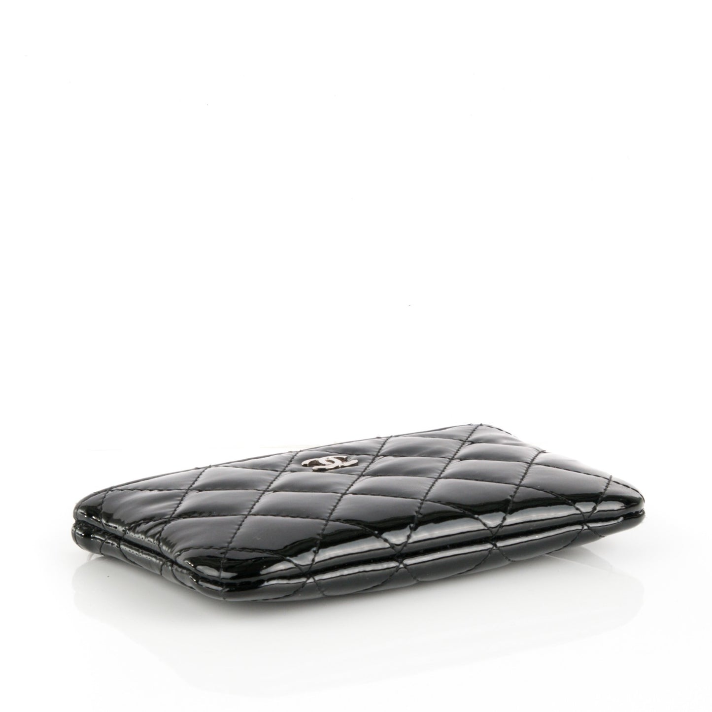 Patent Quilted Small Cosmetic Case Black