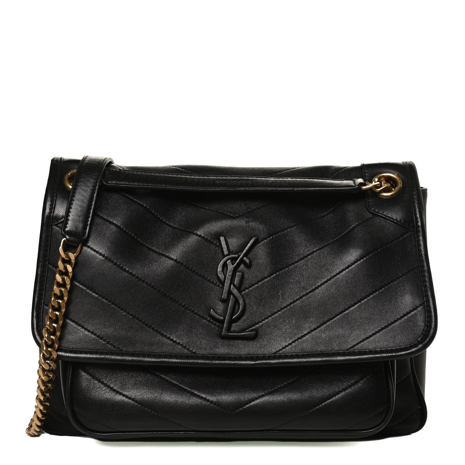 Saint Laurent Lambskin Matelasse Monogram Medium Niki Chain Satchel Black 1 of 11