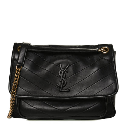 Saint Laurent Lambskin Matelasse Monogram Medium Niki Chain Satchel Black 1 of 11
