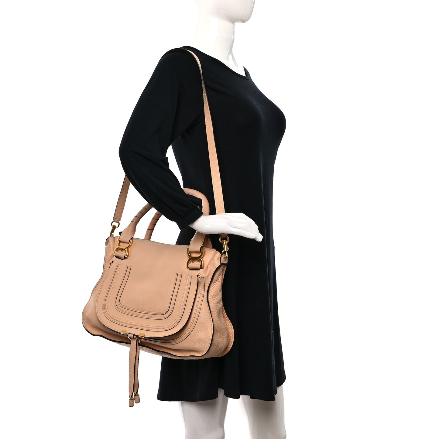 Calfskin Medium Marcie Satchel Light Tan