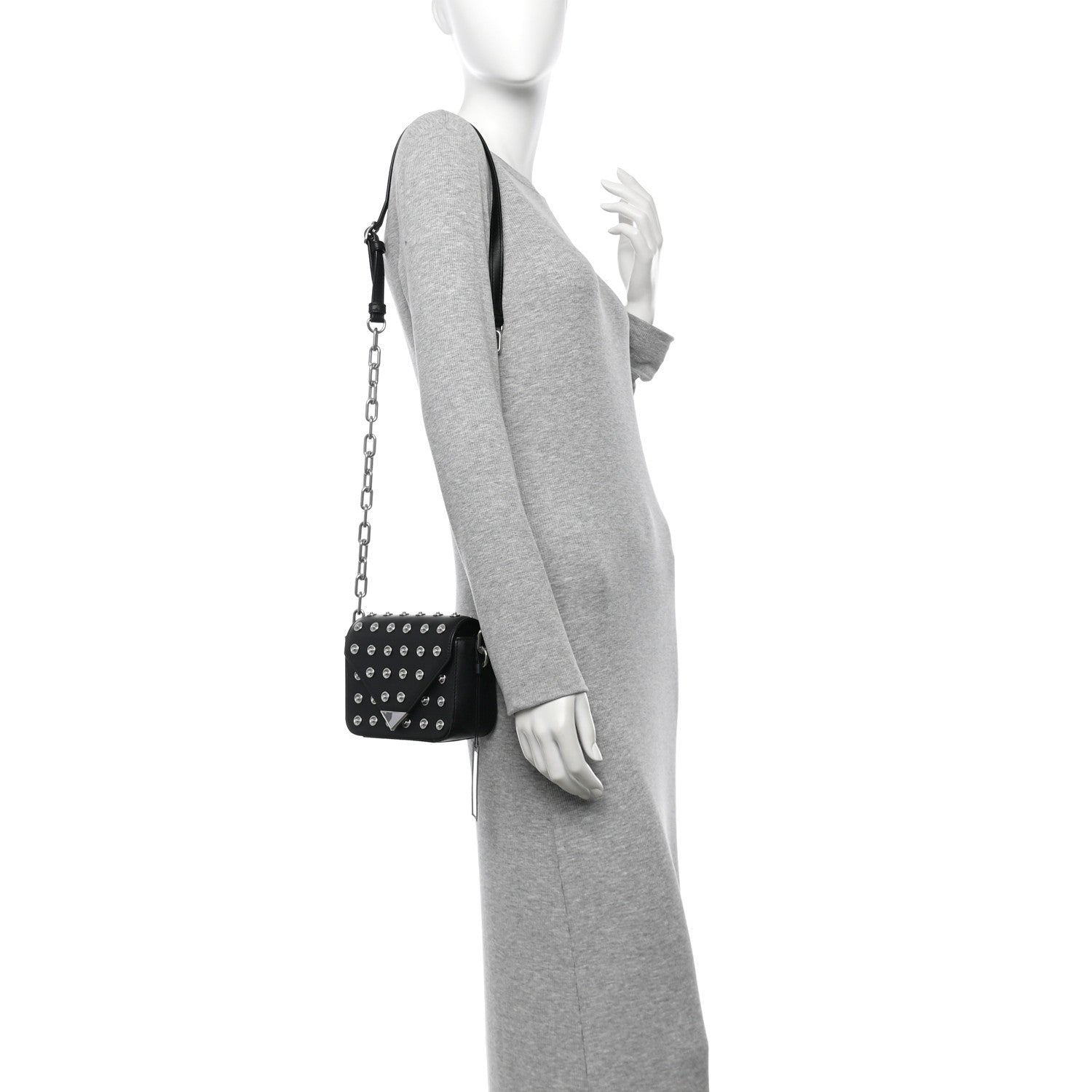 Alexander Wang Calfskin Studded Mini Prisma Envelope Shoulder Black 2 of 10