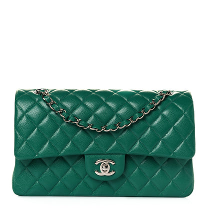 Chanel Caviar Quilted Medium Double Flap Green 1 of 8